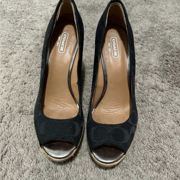 Coach Black  Peep-Toe Heels - Picture 1 of 7